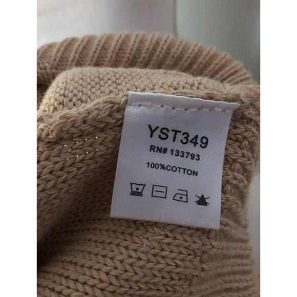 Pol oversized knit balloon sleeve slouchy neutral sweater lg - Picture 9 of 10